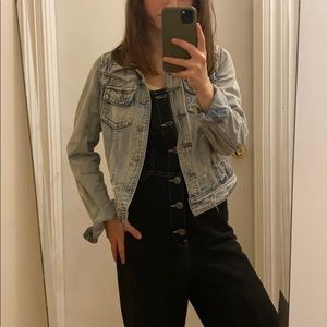 distressed light wash denim jean jacket